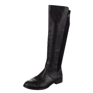 Tory Burch Pebbled Leather Elastic Panel Riding Boot